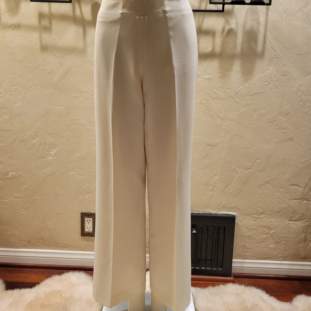 Harve Benard Classic Cream Wide Leg Trousers